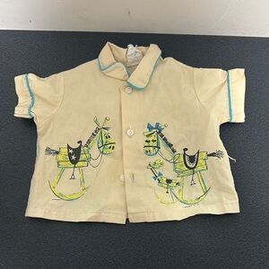 Cream Kids Shirt with Rocking Horse Print 60’s